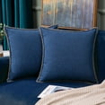 thumbnail image 2 of Smiry Set of 2 Decorative Linen Throw Pillow Covers ,24"x24", Navy Blue Square Cushion Covers Pillow Case for Couch Sofa Bed, 2 of 6