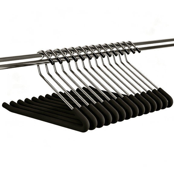 Non-Slip Sponge Padded Pants Hangers, Open-Ended Heavy Duty Metal Clothes Hangers for Jeans & Trousers - 10 Pack, No Crease Design