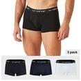 thumbnail image 2 of U-Wear Men’s Cotton Underwear Boxer Shorts 3 Pack Briefs For Men, Black/Navy/White, S, 2 of 6