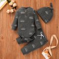 thumbnail image 2 of Mercatoo Baby Spring Fashion Outfits Baby Boy Girl Cotton Outdfit Sets Ribbed Long Sleeve Sun Print Button Kids Baby Girl Outfit, 2 of 7