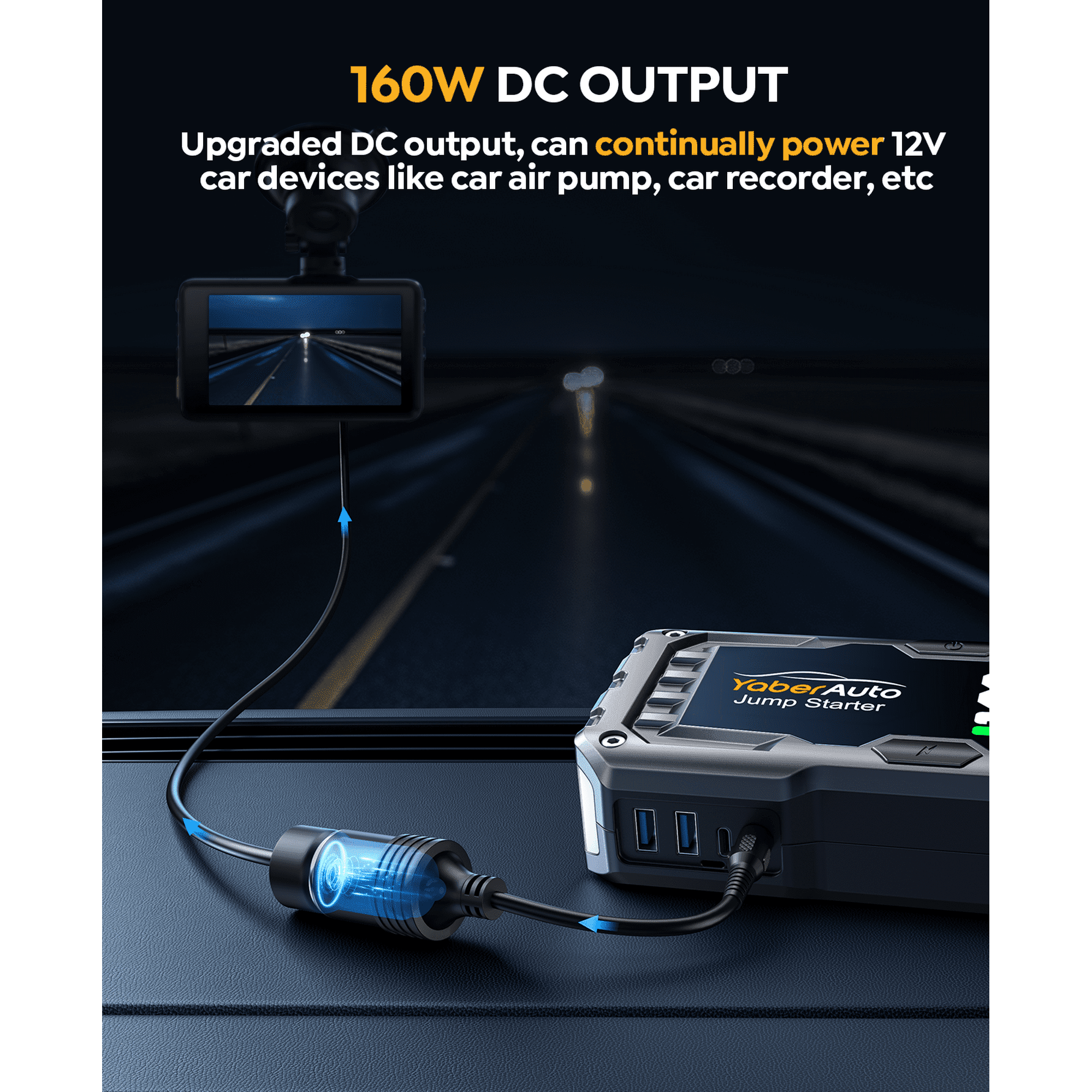 YaberAuto 4000A Car Battery Jump Starter, 12V Jump Box Battery Booster for 10.0L Gas & 9L Diesel, Fast Charge, 160W DC Output