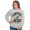 thumbnail image 4 of Coffee and Jesus Christ Strong Women Plus Size Crewneck Sweatshirt Brisco Brands 3X, 4 of 5