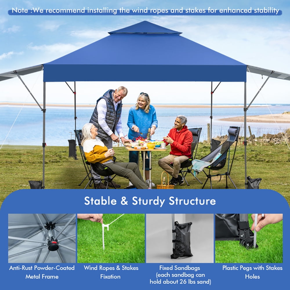 Aimee Lii 10 x 17.6 Feet Outdoor Instant Pop-up Canopy Tent with Dual Half Awnings, Backyard Canopy Gazebo for Party Camping BBQ Events, Blue Aimee Lii 10 x 17.6 Feet Outdoor Instant Pop-up Canopy Tent with Dual Half Awnings, Backyard Canopy Gazebo for Party Camping BBQ Events, Blue