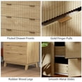 thumbnail image 6 of HOMCOM Fluted Dresser for Bedroom with 4 Drawers, Chest of Drawers with Gold Finger Pulls and 4 Wood Legs, Natural Wood, 6 of 9