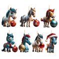 thumbnail image 5 of Dserfhy Horse Christmas Ornament Cartoon 2D Flat Horse Hanging Ornament with Santa Hat And Christmas Balls Acrylic Car Rear View Mirror Charm for Auto Interior Accessories, 5 of 8