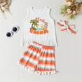 thumbnail image 2 of Youmylove Toddler Girls Sleeveless Letter Printed Tassels T Shirt Tops Vest Striped Shorts Headbands Outfits Toddler Girl Clothes, 2 of 7