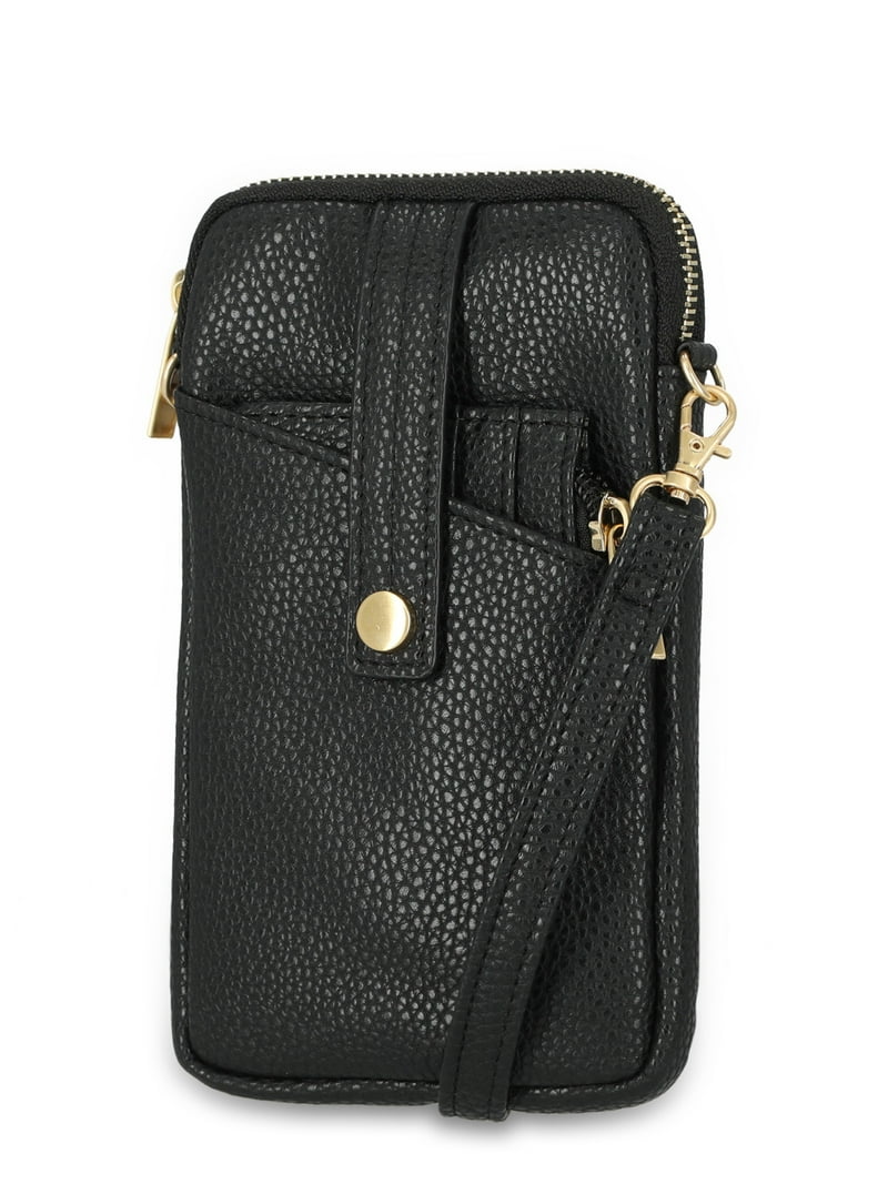 Time and Tru Women's Lanie Phone Wallet Solid Black with Removable
