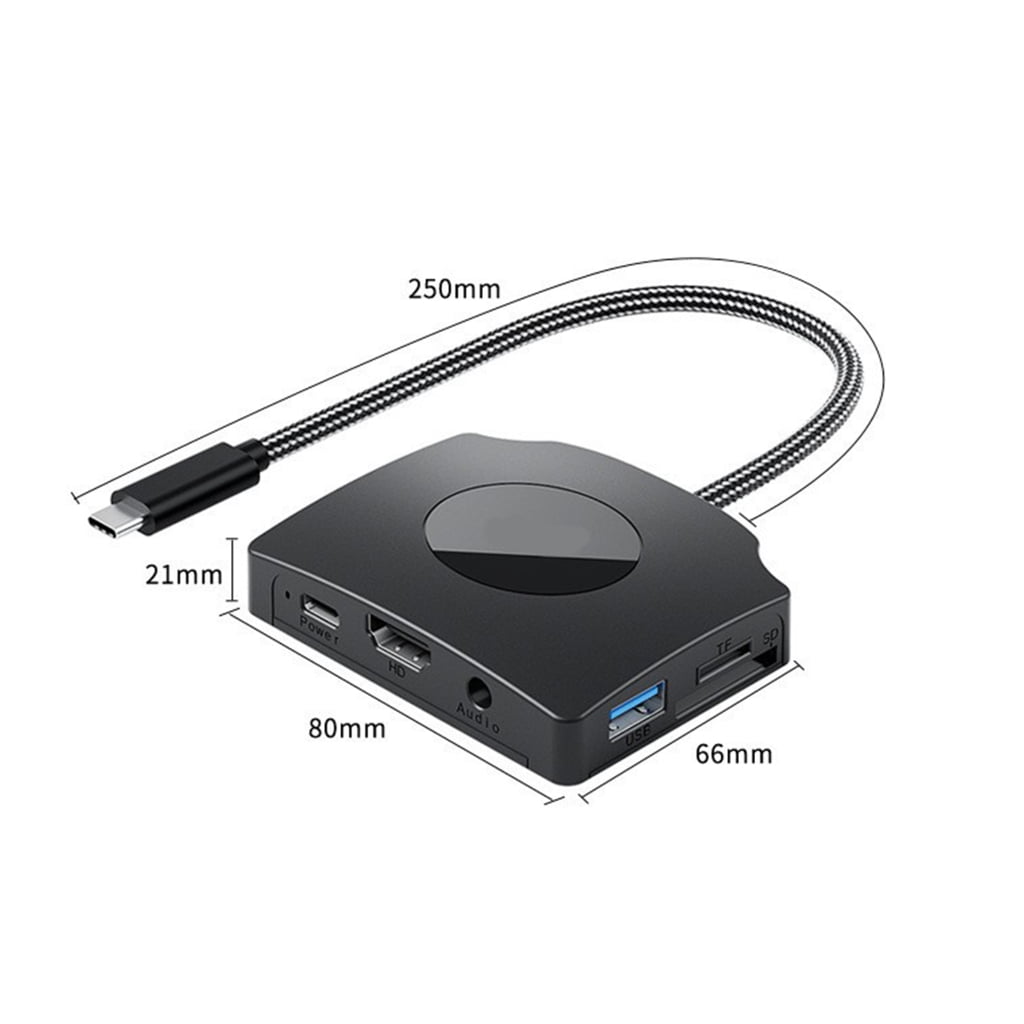 JZROCKER USB C Hubs Docking Station Type C Hubs USB C Dongle with HDTV 4K 1080P 60Hz 100W Power Delivery Card Reader Adapter