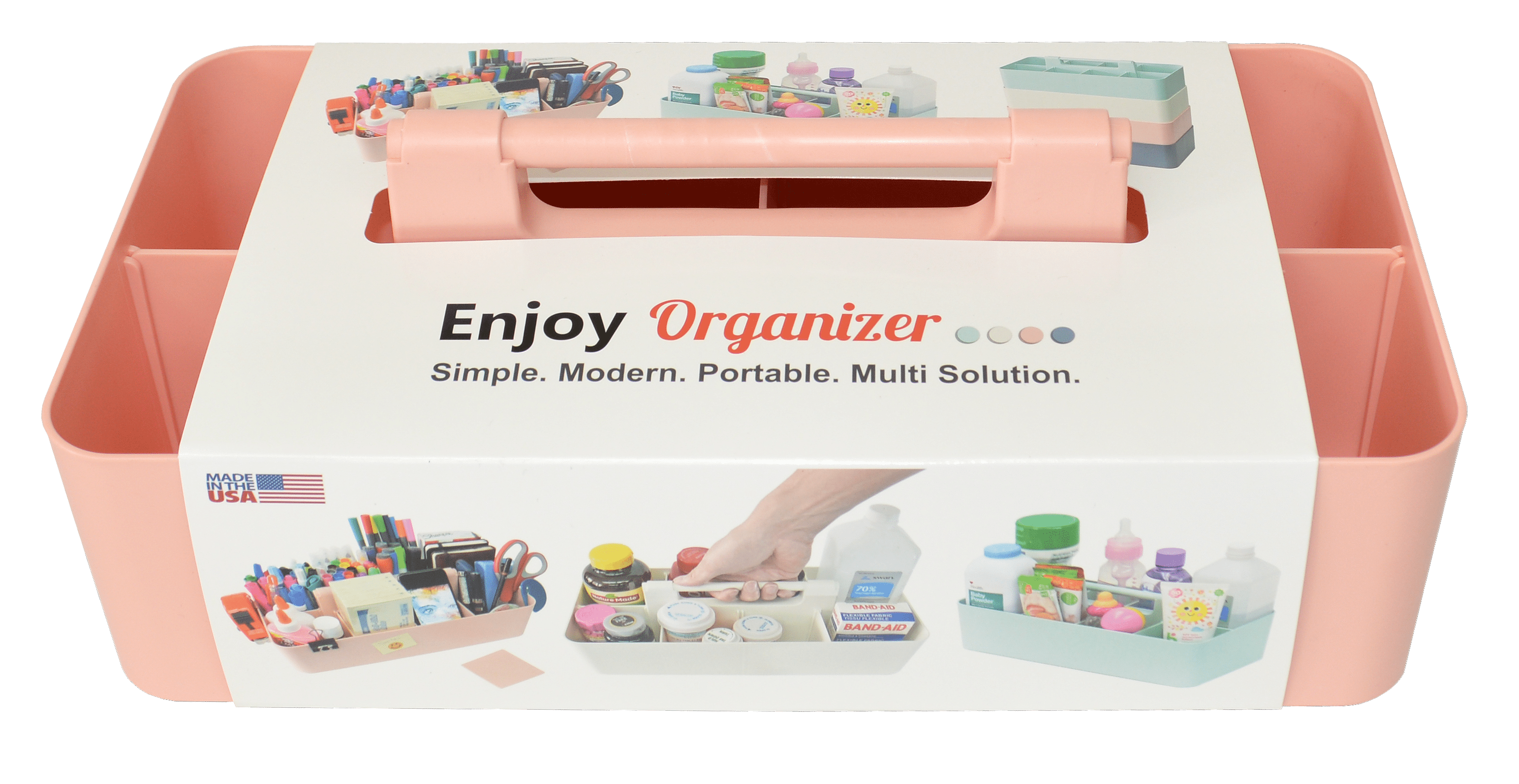 Enjoy Organizer 8-Compartment Desk Organizer, Pink, Portable Caddy