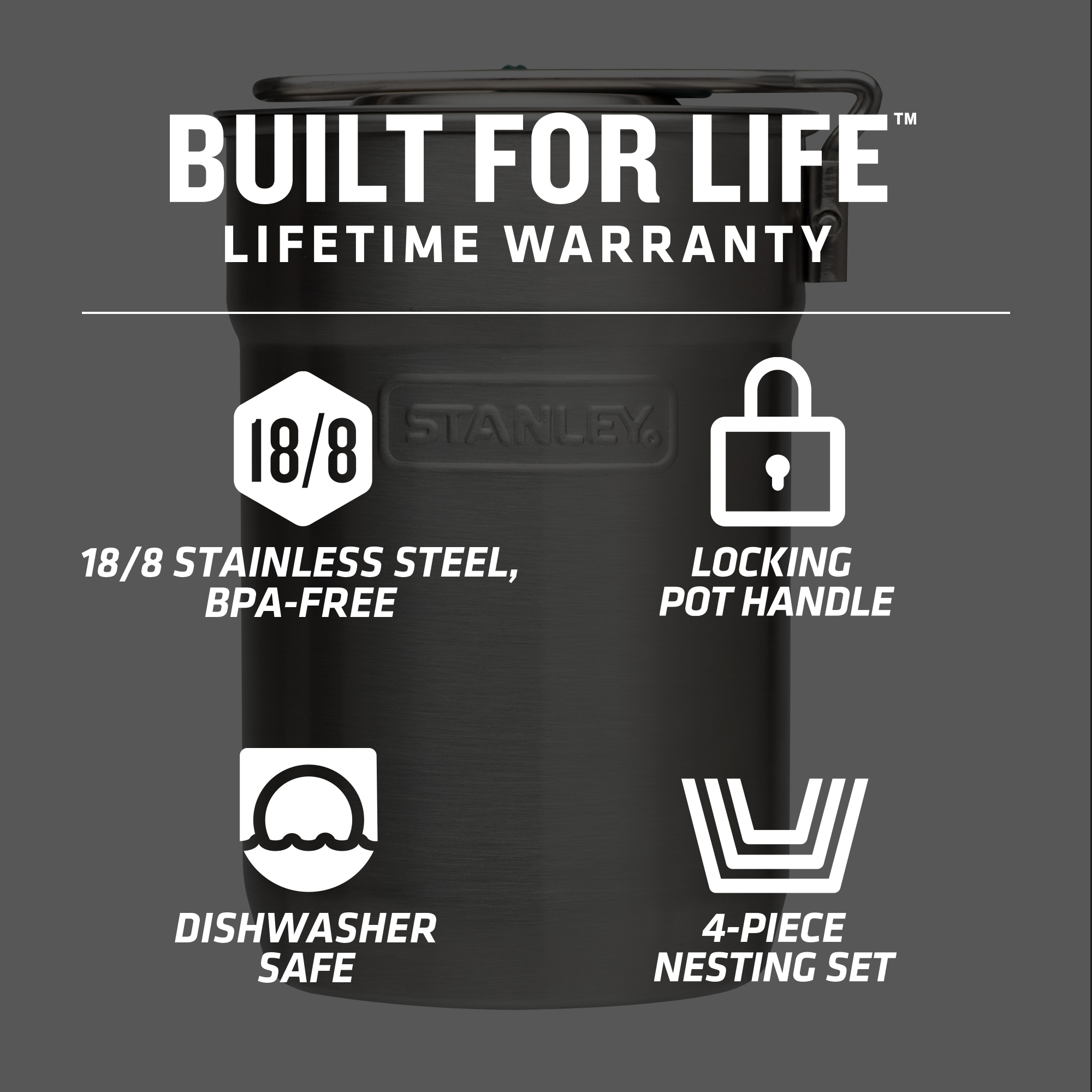 Stanley Adventure Two Cup Stainless Steel Camping Cookware Set - image 3 of 8