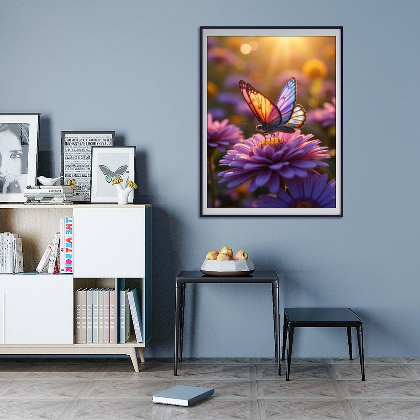 Diamond Art Kits for Adults - 5d Butterfly Sunset Flower Bloom Diamond Painting for Adults, Diamond Art for Adults Beginners, Diamond Painting Kits for Adults for Home Wall Decor