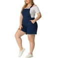 thumbnail image 4 of Agnes Orinda Women's Plus Size Ripped Raw Hem Chambray Short Denim Jumpsuit, 4 of 7