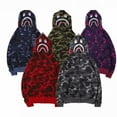 thumbnail image 2 of Chandail à Capuchon Requin, Chandail à Capuchon Camouflage 3D Bape, Chandail-Over Robe Requin, Veste de Sport Décontractée Ample Unisexe - Sebneei, 2 of 3
