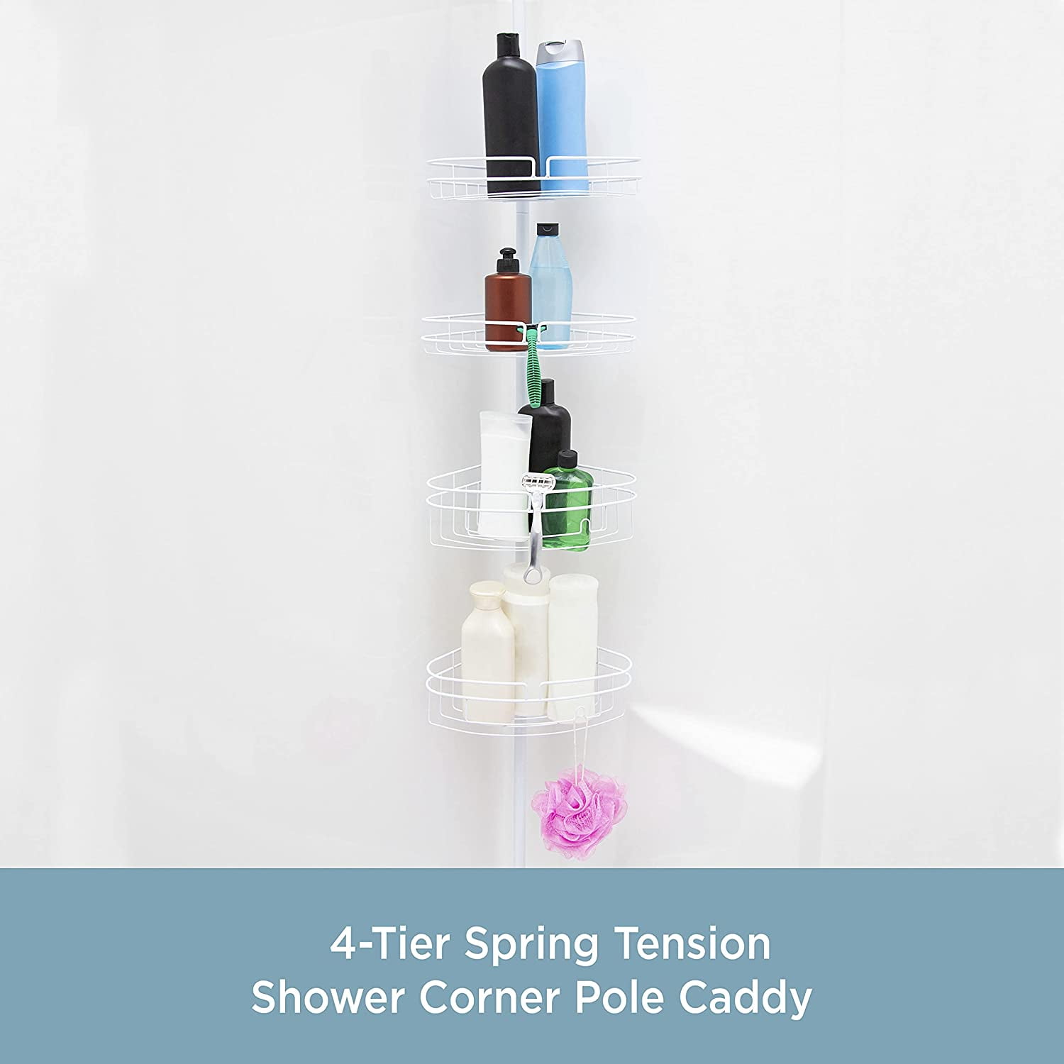 Simply Essential™ 4-Tier Tension Pole Shower Caddy - Brushed Nickel, 1 ct -  Harris Teeter