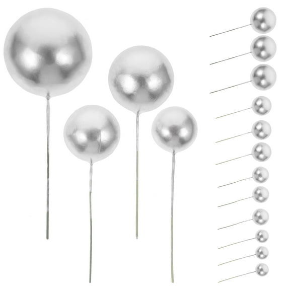 LITINKIMI 20Pcs Cake Decoration Balls in Silver for Birthday Party and Festive Events