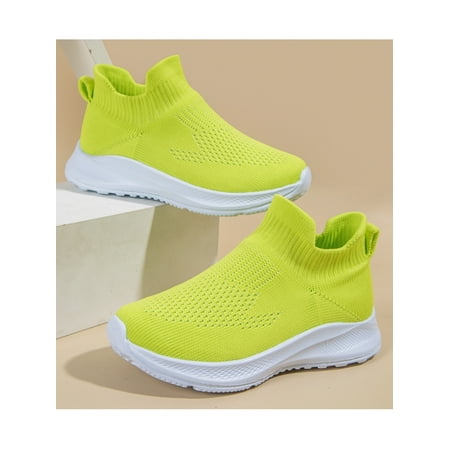 

Zodanni Girls Boys Walking Shoe Mesh Sock Sneakers Slip On Running Shoes Unisex Flats Gym Anti-Slip Knit Upper Yellow 6C