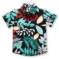 thumbnail image 2 of IBTOM CASTLE Daddy and Me Matching Outfits Hawaiian Father and Son Matching Shirts for family Photoshoot Summer Men Boys Father's Day Tops S Black + Green Leaves, 2 of 8