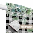 thumbnail image 4 of Green Eucalyptus Leaves Swag Curtains for Kitchen/Bedroom/Living Room, Summer Botanical Daisy Black Plaid Scalloped Curtains 63 Inch Long, Window Swag Topper Curtains Valances 2 Panels Set 36"x63", 4 of 8