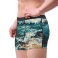 thumbnail image 2 of Pofeuu Blue Ocean Waves Print Men’s Boxer Briefs, Moisture-Wicking Underwear, Regular,Trunk-Small, 2 of 5