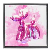 Stupell Industries Pink Glam Balloon Dog Abstract Painting Black Floater Framed Canvas Art Print Wall Art, 18 x 18