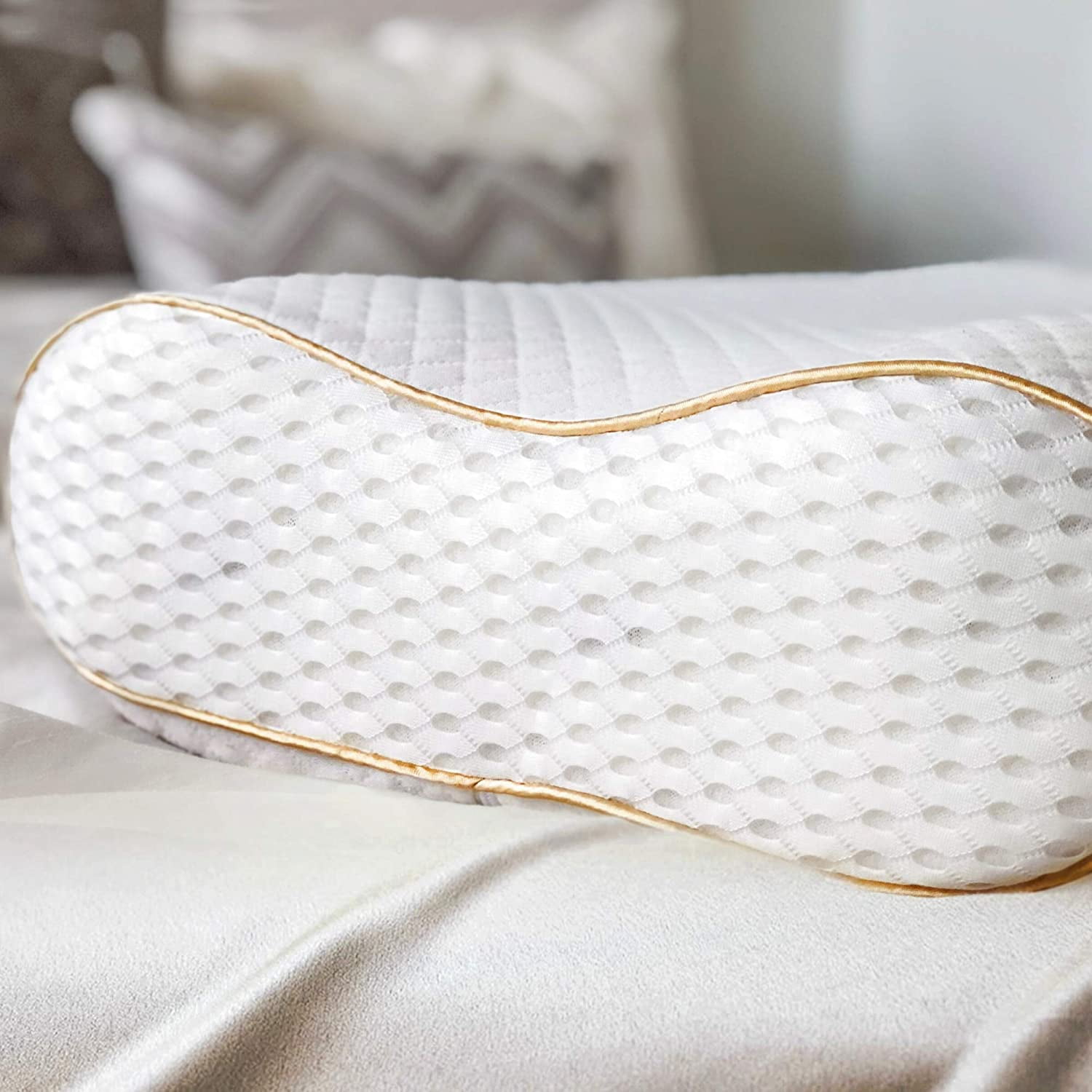 Royal Therapy Queen Memory Foam Pillow + Extra Pillowcase, Bed Pillow for Neck & Shoulders for Adult