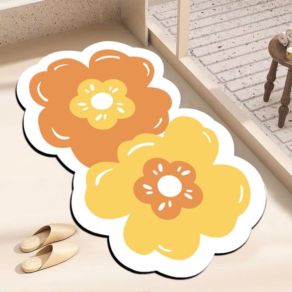Floor Mats Yellow Bath Rug Super Absorbent Non Slip Rubber Backing Washable Bathroom Floor Mat for Shower Tub(1-Piece) Rkxzt