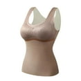thumbnail image 2 of Ersazi Womens Tank Tops Summer Woman'S Solid Color Derong Warm Vest with Chest Cushion Sleeveless Skinny Fit Sexy Top Khaki Xl, 2 of 5