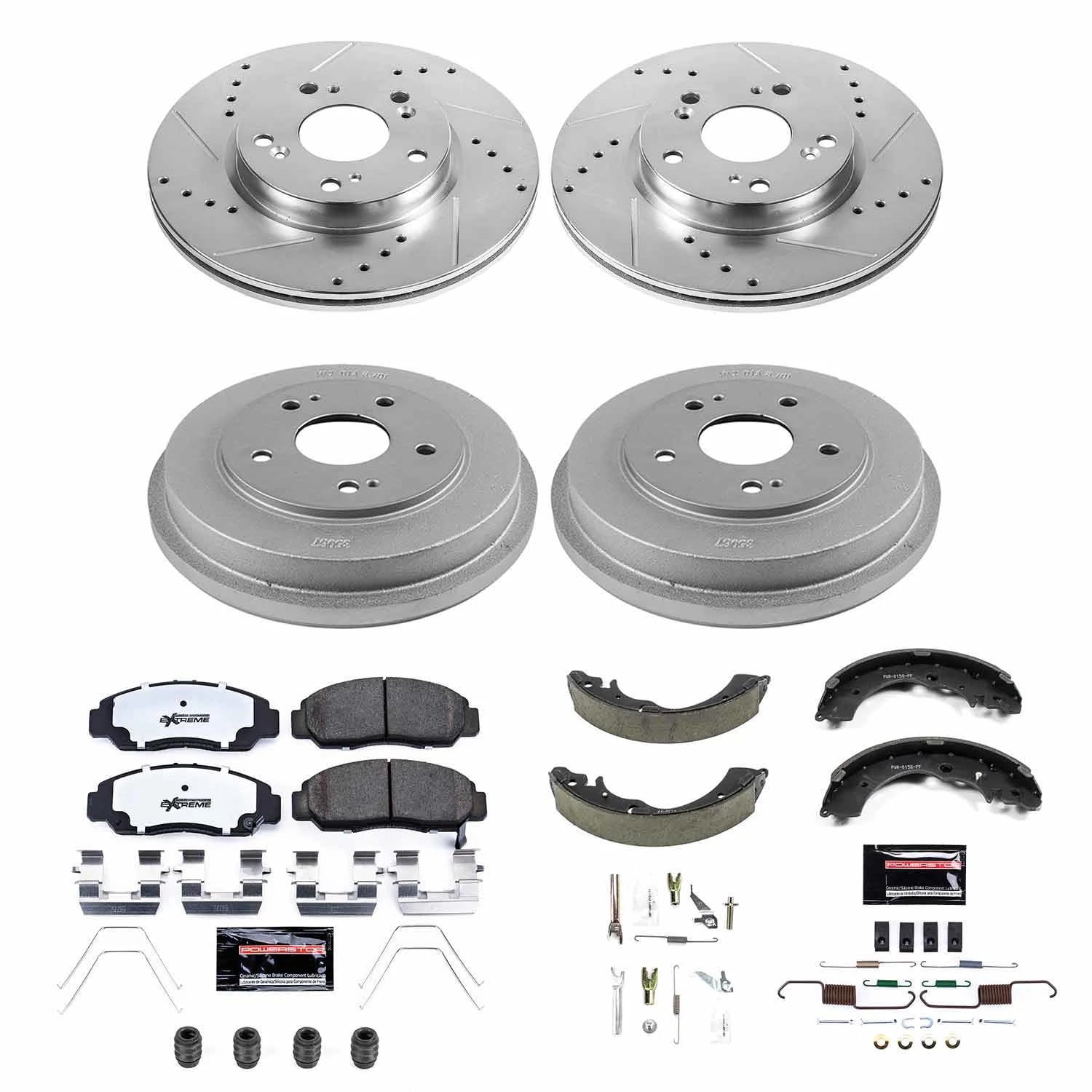 PowerStop Front and Rear Z26 Street Warrior Brake Pad Rotor Drum and Shoe Kit Fits: HONDA Select Models K15113DK-26