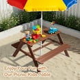 thumbnail image 7 of Zimtown Outdoor Child Picnic Set, Kids Activity Table Set with Umbrella, Toddler Table Seating Set for Patio Garden Backyard, Brown, 7 of 7