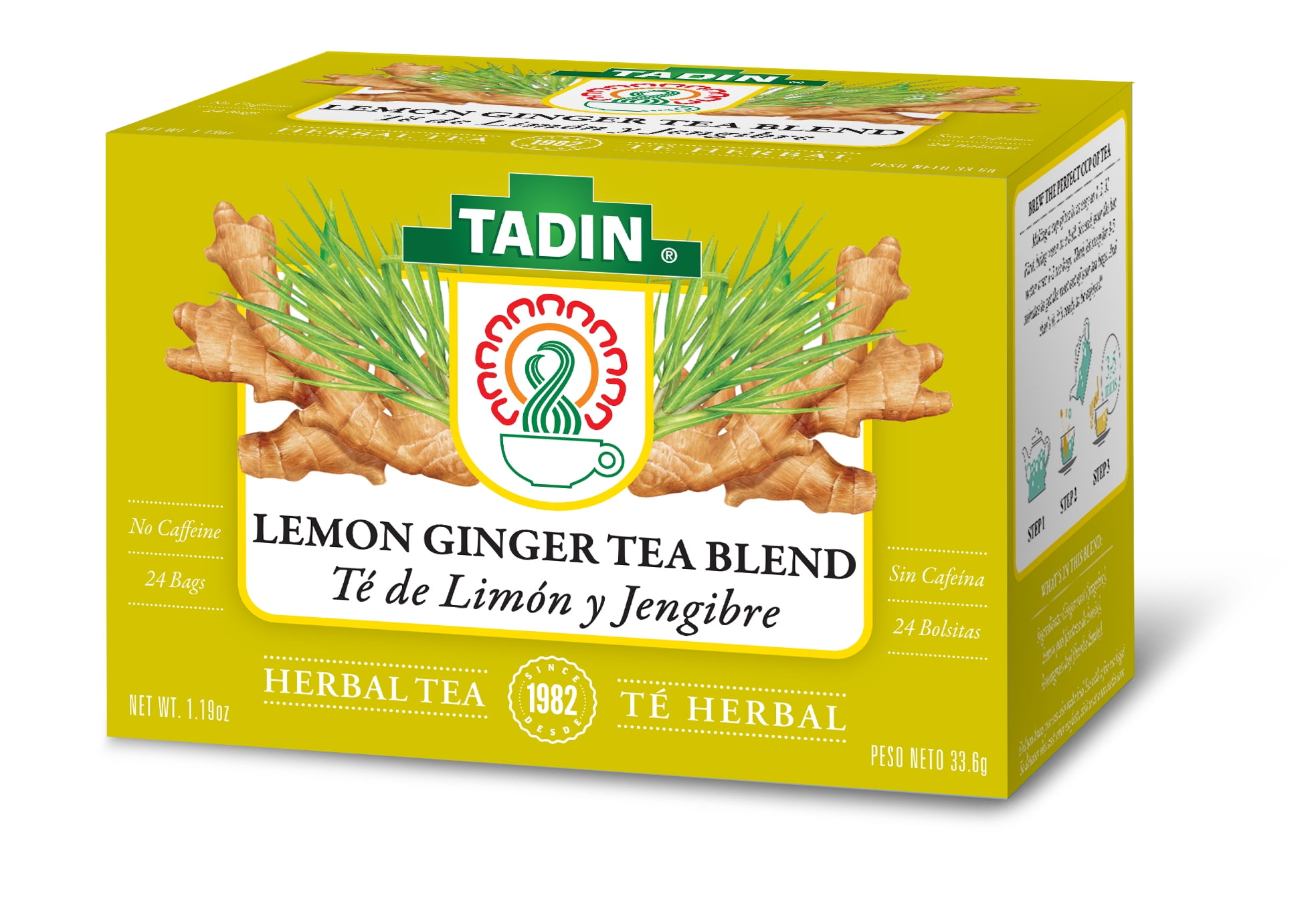 (6 pack) Tadin Lemon Ginger Tea, Herbal Tea, Caffeine-Free Tea, Herbal Tea Bags, 24 Count, Pack of 1