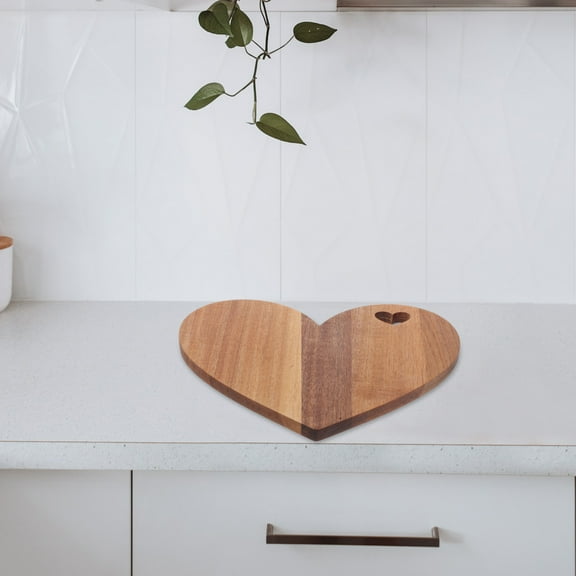WHAMVOX 1Set Heart Shaped Cutting Board 30.50X25.60X1.50Cm Wood For Valentines Wood Platter Cooking Aid Picnics