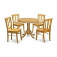 thumbnail image 3 of East West Furniture ANDL5-OAK-W Antique 5 Piece Set Includes a Round Kitchen Table with Pedestal and 4 Dining Room Chairs, 36x36 Inch, 3 of 5