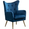 thumbnail image 6 of Blue Velvet Wing Back Accent Seat - Stylish Button Tufting, Robust Gold Legs, Floor Guarded Button- Chair, Style For Comfort. Upholstery. Legs. Protection. 31.02"w X 26.5"d 35.5"h. Easy To Assemble, 6 of 6