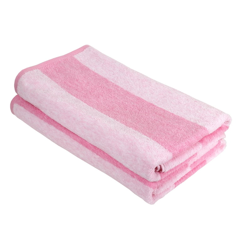 2 Pack of Large Cabana Beach Towels 30 x 70 Pink Stripes 100