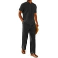 thumbnail image 6 of COOFANDY Men Linen Sets Outfits 2 Piece Casual Henley Shirts Casual Yoga Pants Set Hawaiian Beach Outfit, 6 of 9