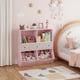thumbnail image 3 of 7-cubby grande para niños' toy almacenamiento organizer 3-tier wood estante de libros y estante con 3 cajones para hallway playroom sala de estar school (rosa), 3 of 7