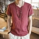 thumbnail image 4 of Camisetas de lino con gráficos para hombre, camisetas de gran tamaño para hombre, camisetas con cuello en V, sin logotipo, azules, básicas, de manga corta, informales, modernas y geniales, 4 of 5