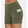 thumbnail image 3 of THE GYM PEOPLE Women's High Waist Workout Shorts--Olive Green XL, 3 of 5