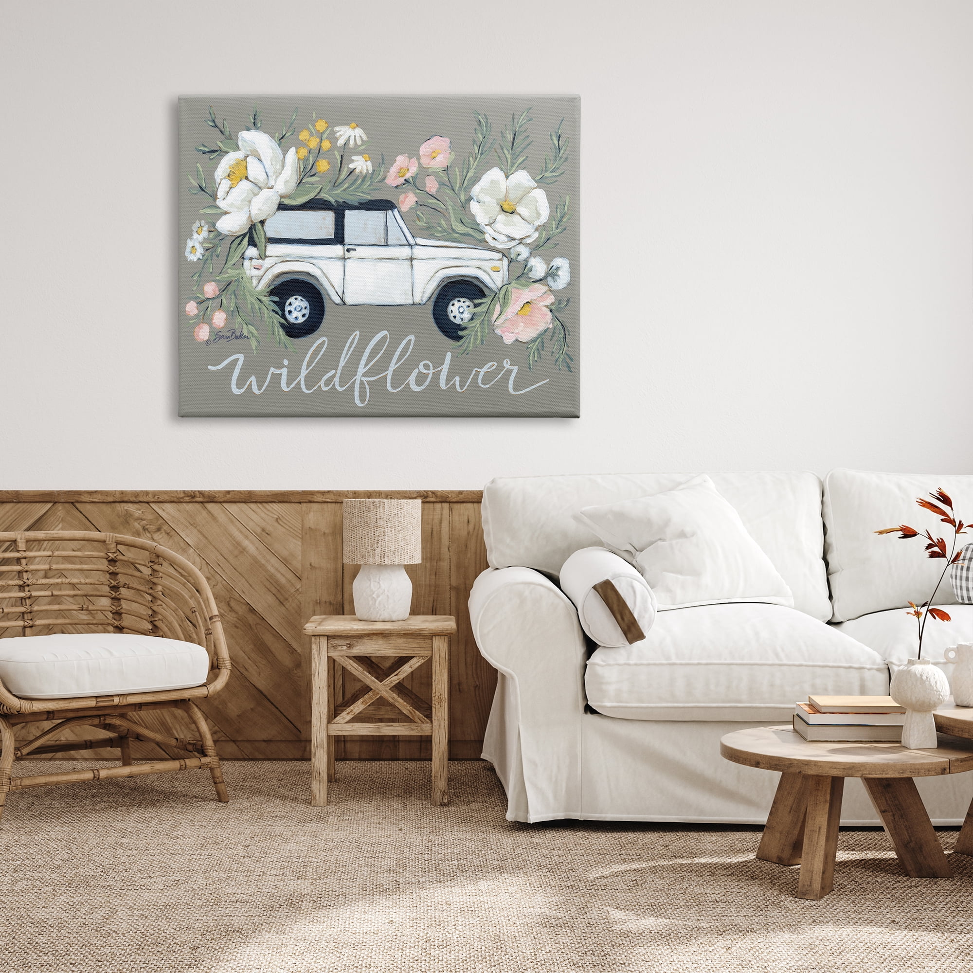 Stupell Industries Wildflower Phrase Floral Car Botanical & Floral Painting Gallery Wrapped Canvas Print Wall Art, 48 x 36