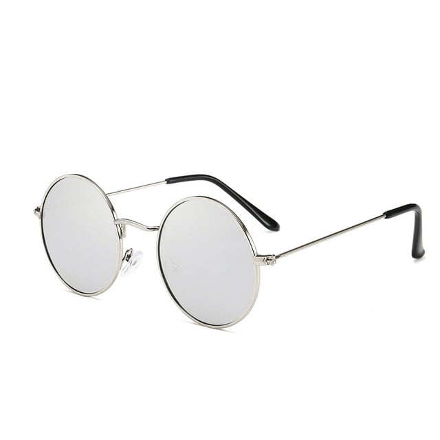 fastboy Hommes Femmes Lunettes de Soleil Rondes à Monture Métallique Cercle Lentille en Résine Protection UV Lunettes Unisexes Femmes Hommes Lunettes de Soleil