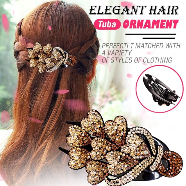 Pinzas para el pelo con diamantes de imitación para mujeres y niñas, pinzas para el pelo elegantes y gruesas, accesorios para cabello largo
