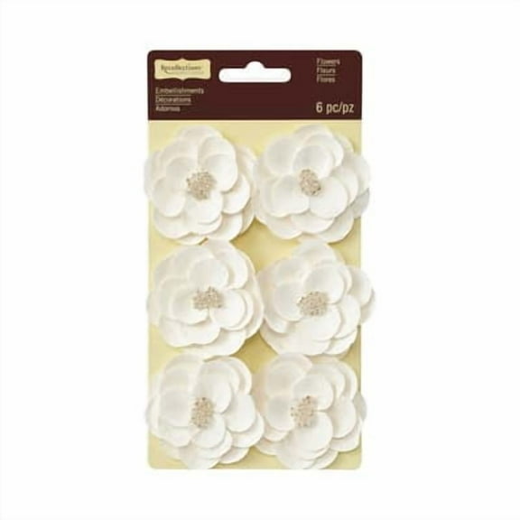 12 Packs: 6 ct. (72 total) Signature White Mulberry Flower Embellishments by Recollections