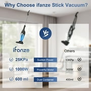 Emossie Corded Stick Vacuum Cleaners, 25KPa Lightweight Handheld Multi-Surface 3-in-1 Small Vacuum Cleaners, 1000W Motor Household Vacuum for Home Hardwood Floor Carpet Car Pet Hair, Black, BR602