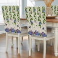 thumbnail image 2 of Spring Floral Chair Covers Set of 4 Watercolor Blue Purple Floral Leaf Butterfly Linen Texture Chair Back Covers Stretch Removable Washable Slipcovers Protector for Dining Room Kitchen Party Decor, 2 of 9