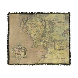 Lord Of The Rings Full Middle Earth Map Design Plush Throw Blanket 46' x 60