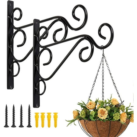 

Heldig Pack of 2 Black Iron Outdoor Hanging Brackets Wall Hooks for Bird Feeder Lanterns Wind Chimes with ScrewsB