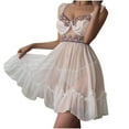 thumbnail image 2 of uublik Women's Mesh Pajamas Sets Valentine's Day Night Gowns Soft Loungewear Sleepwear White, 2 of 6