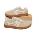 thumbnail image 5 of Women's Retro Contrast Stripe Low Top Sneakers Faux Suede Upper Lace Up Non Slip Gum Sole Casual Walking Shopping Daily Wear Ladies Fashion Shoes 36, 5 of 5