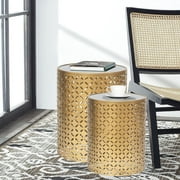 Adeco  Metal End Tables Set of 2 Gold Nesting Side Coffee Table