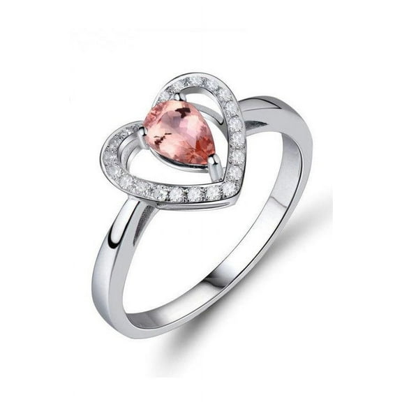 1.25 Carat Pear Morganite And Diamond Moissanite Engagement Ring In 14K White Gold Affordable Ring, Promise Ring, Anniversary Ring